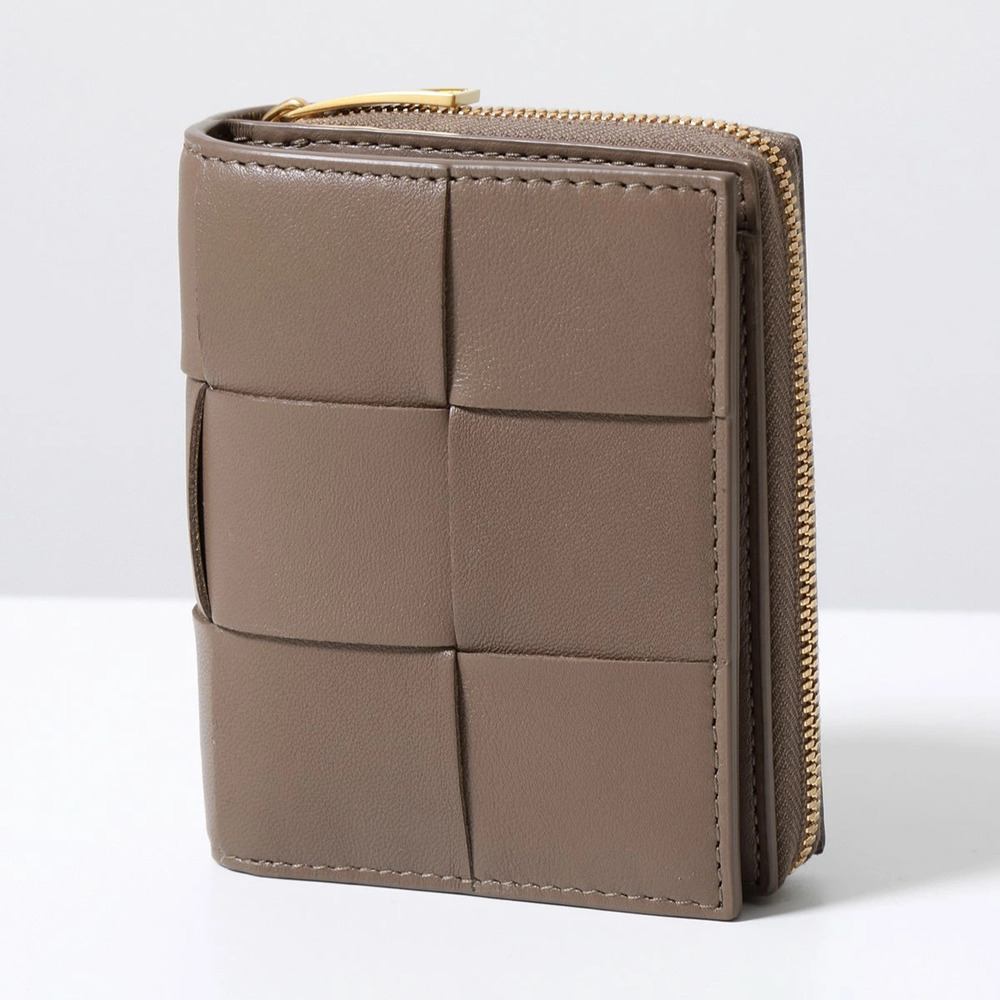 Bottega Veneta fold Maxi Cassette Bi Intrecciato Wallet Leather Black
